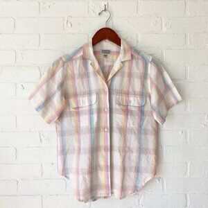 Vintage white plaid button up size 7